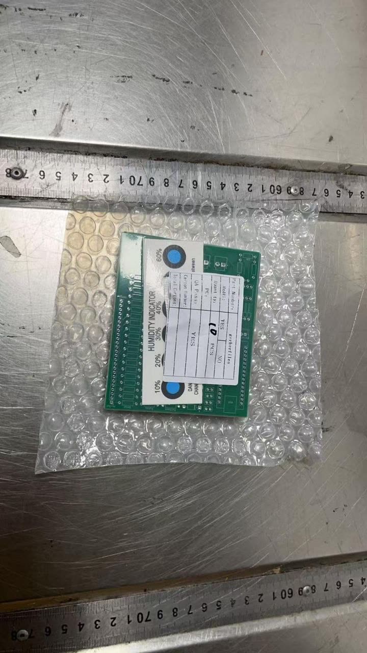 A manufactured bare PCB received from fabrication, measured and inspected
